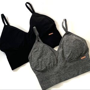 2 pack of Danskin Intimates black and grey vneck padded sports bra bralette